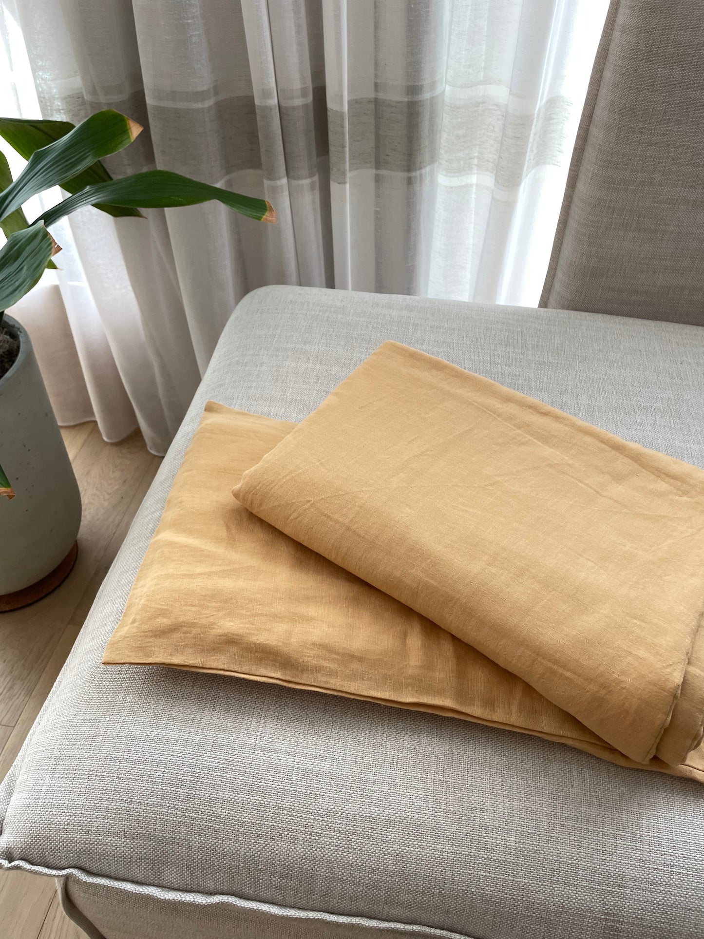 Linen Baby Quilted Blanket | Curry
