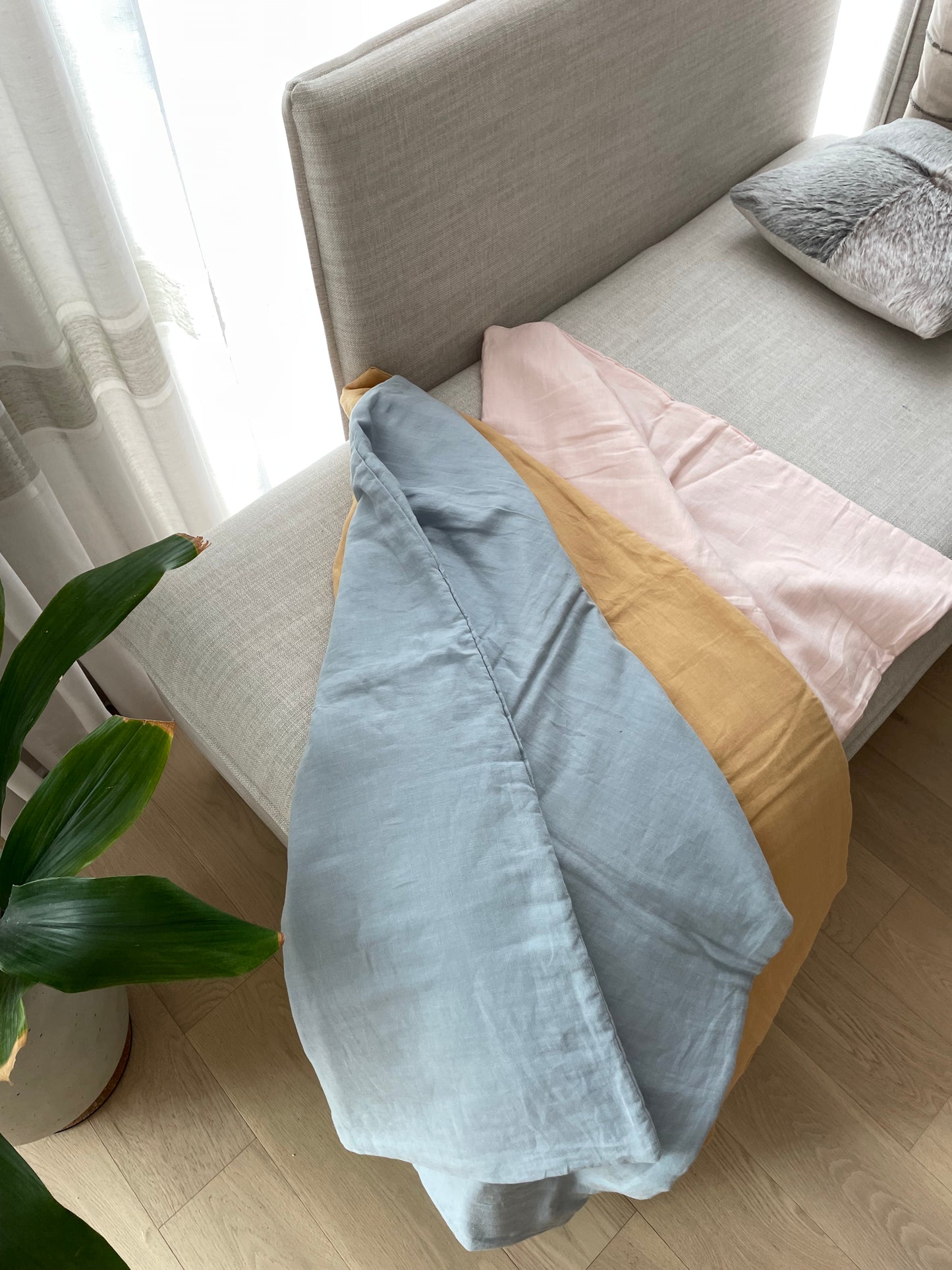 Linen Baby Quilted Blanket | Powder Pink
